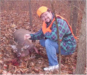 This is Uncle Lar's first buck, a six pointer taken from the Magic Deer Stand on Saturday morning at 6:45.